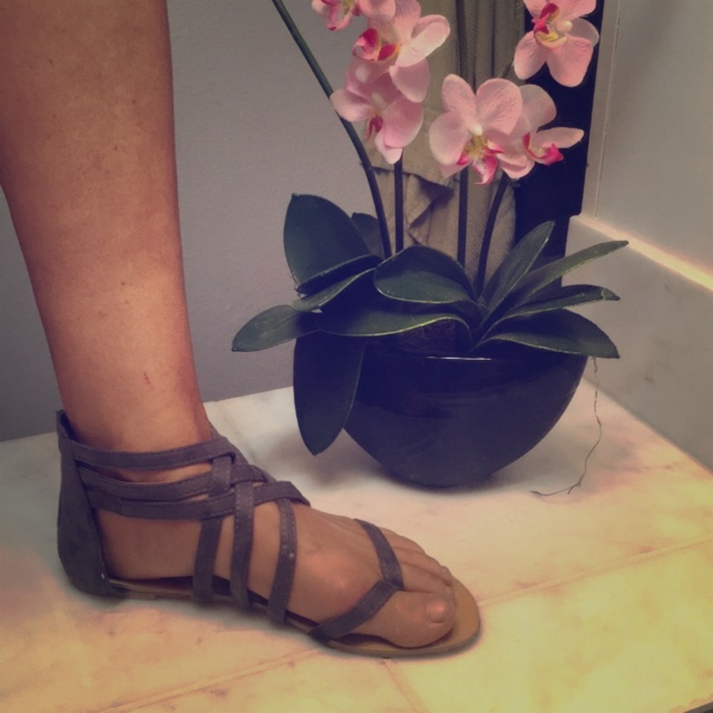 Gray gladiator sandals